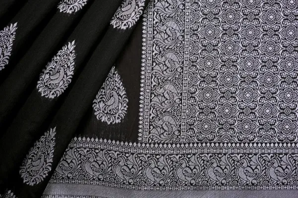 Black_Woven_Kanjivaram_Jacquard_Saree_with_Saree_Cover